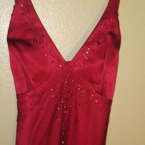 Red Prom Dress Hand Sewn Beading 9/10